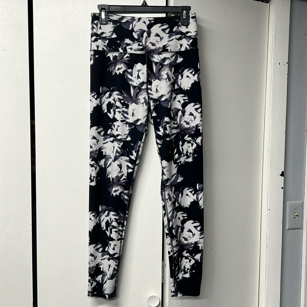 Very soft black, gray, white and lilac leggings